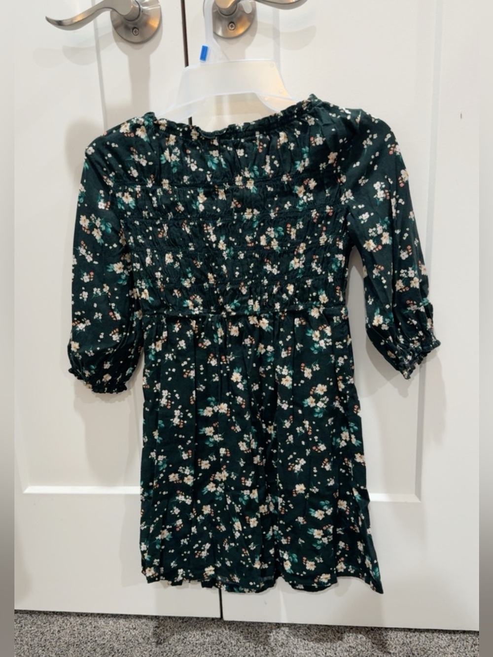 Old Navy Dark Green Floral Smocked Dress